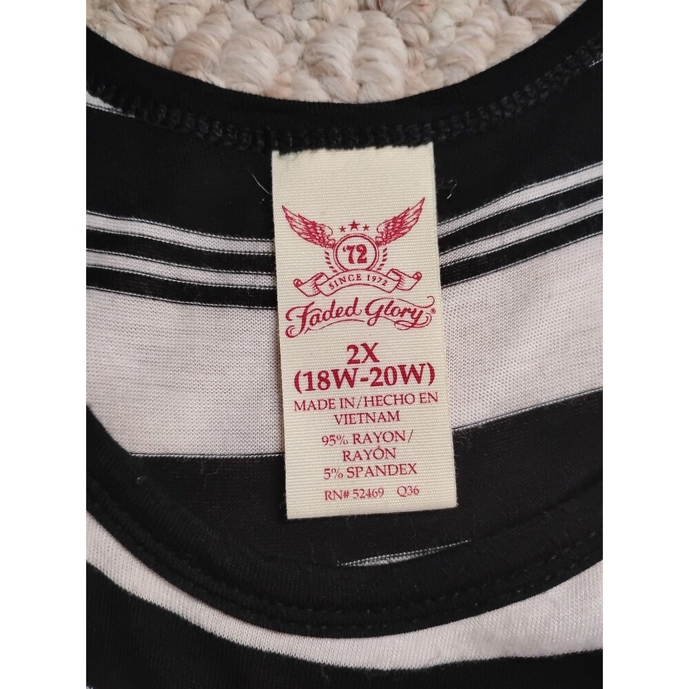 Black & White Striped Sleeveless Tank Dress Size 2X Stretch Relaxed Light Flowy - Picture 2 of 7